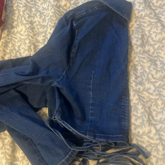 NWT Windsor Tie Front Jean Crop Top S - Picture 4 of 5